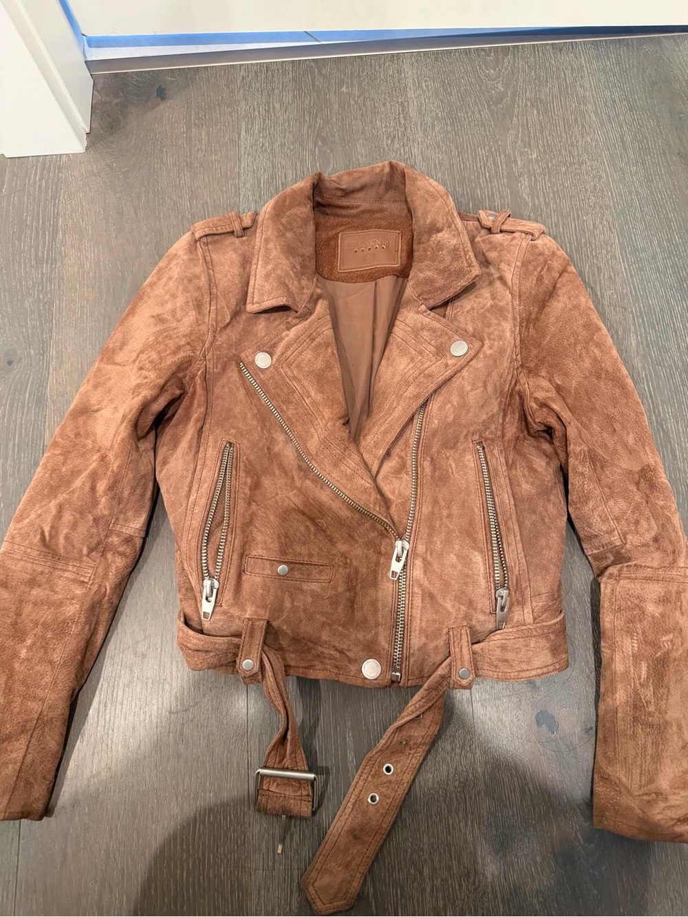 Blank NYC Chestnut Brown Suede Moto Jacket